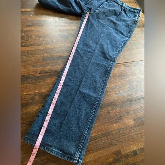 Wrangler 936NTF Cowboy Cut Slim Fit Jeans Mens 42x32 Firewash Dark Indigo NWT - Picture 9 of 10